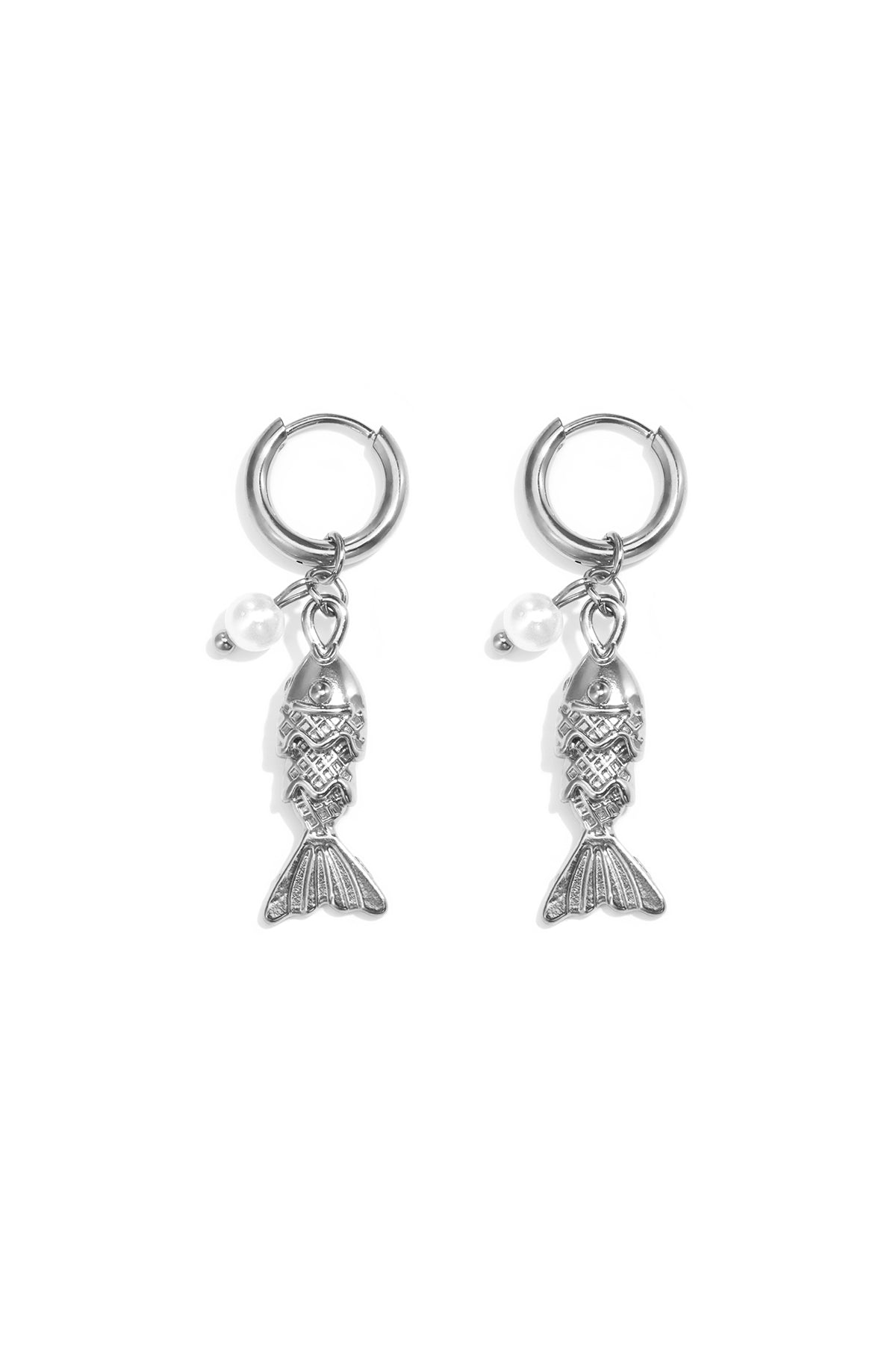 Ohrhänger aus Edelstahl, Fischmotiv, schlichte Alltags-Serie, Damenschmuck