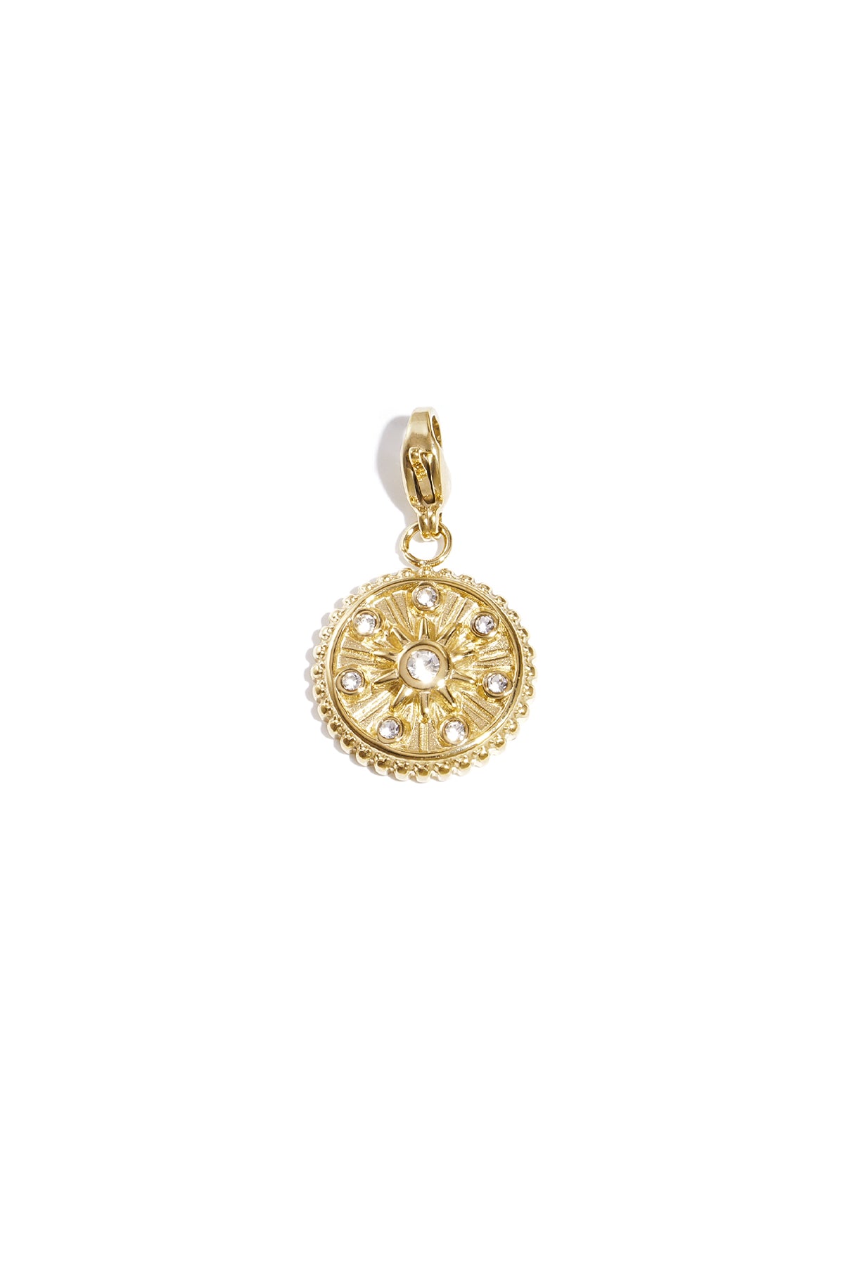 Jewelry charm sun on coin with stones DIY