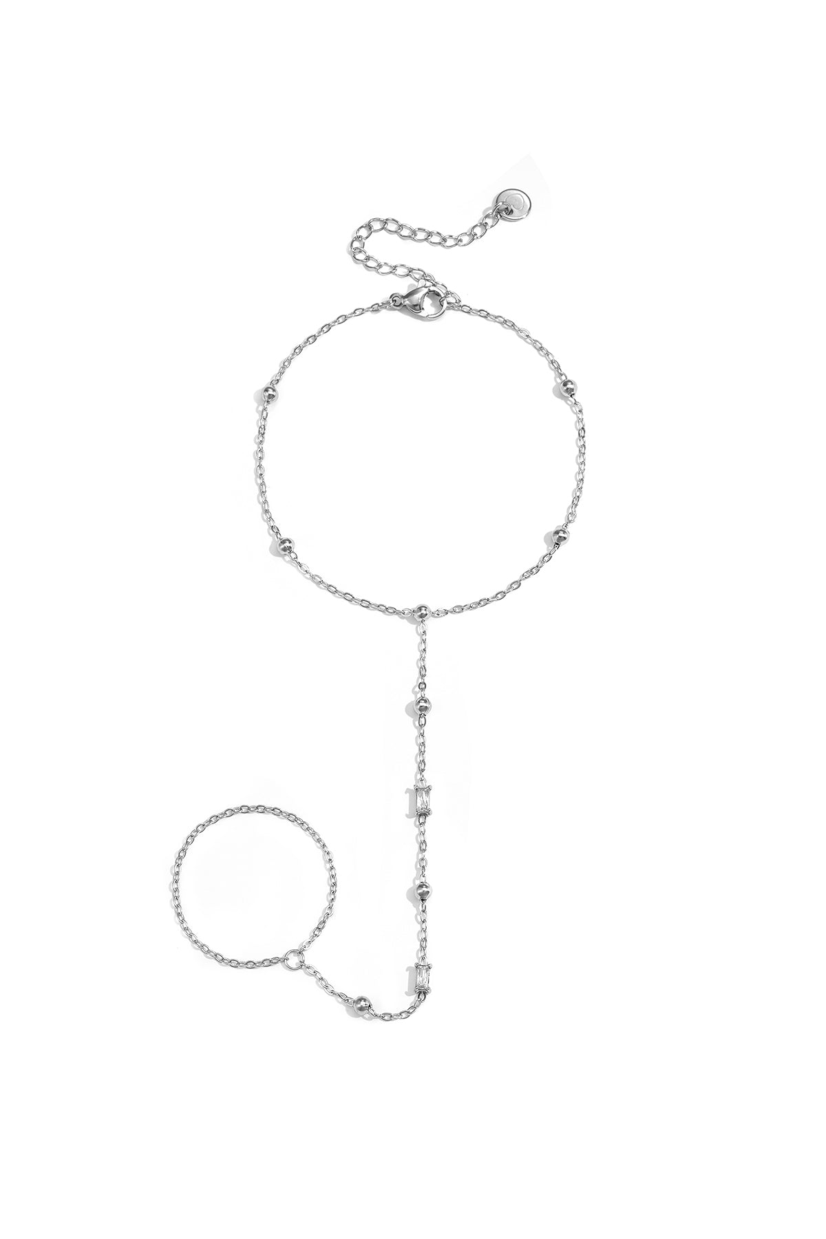 Handkette mit Perlen und rechteckigen Steinen