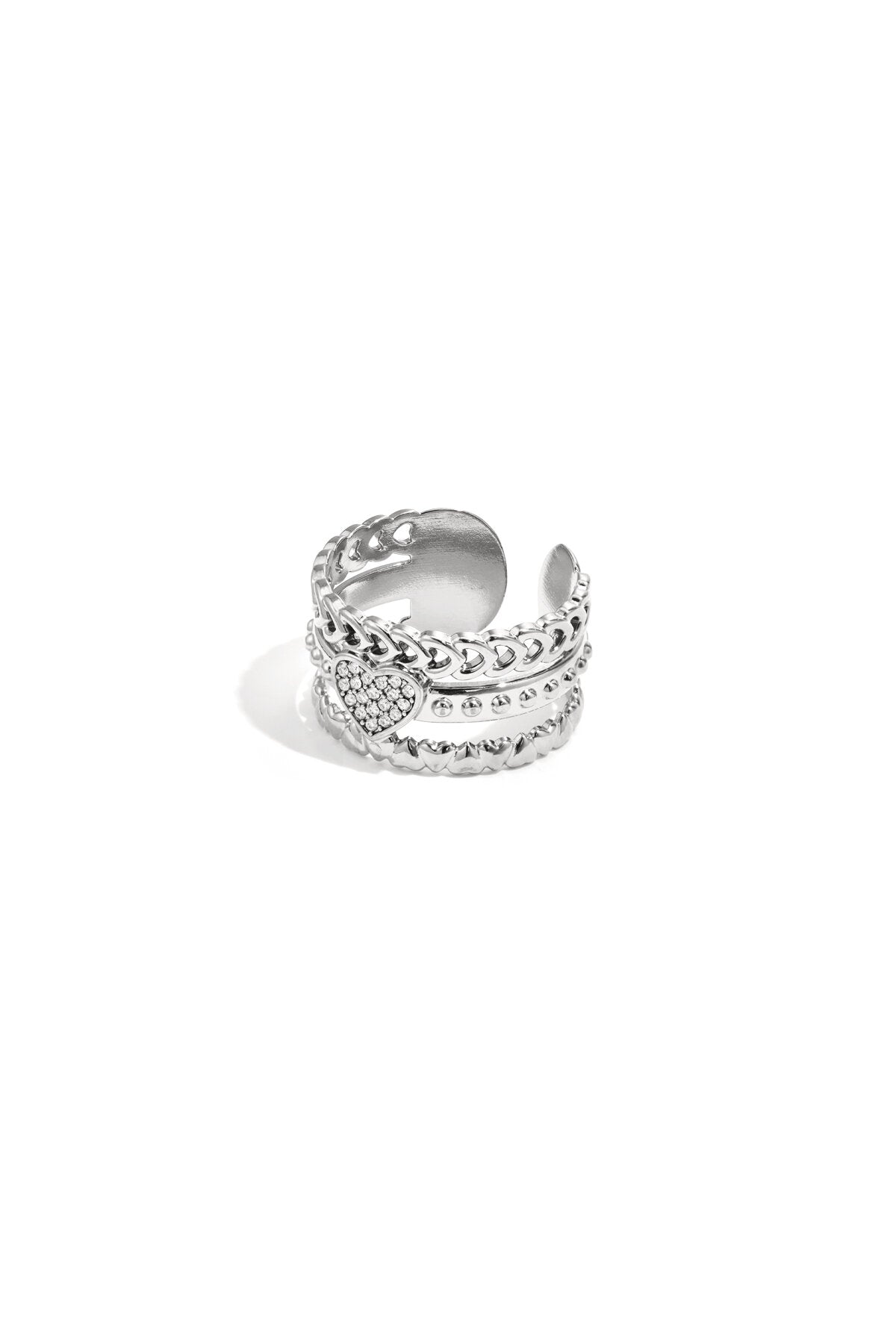 Statement-Ring mit Rose im Herzen