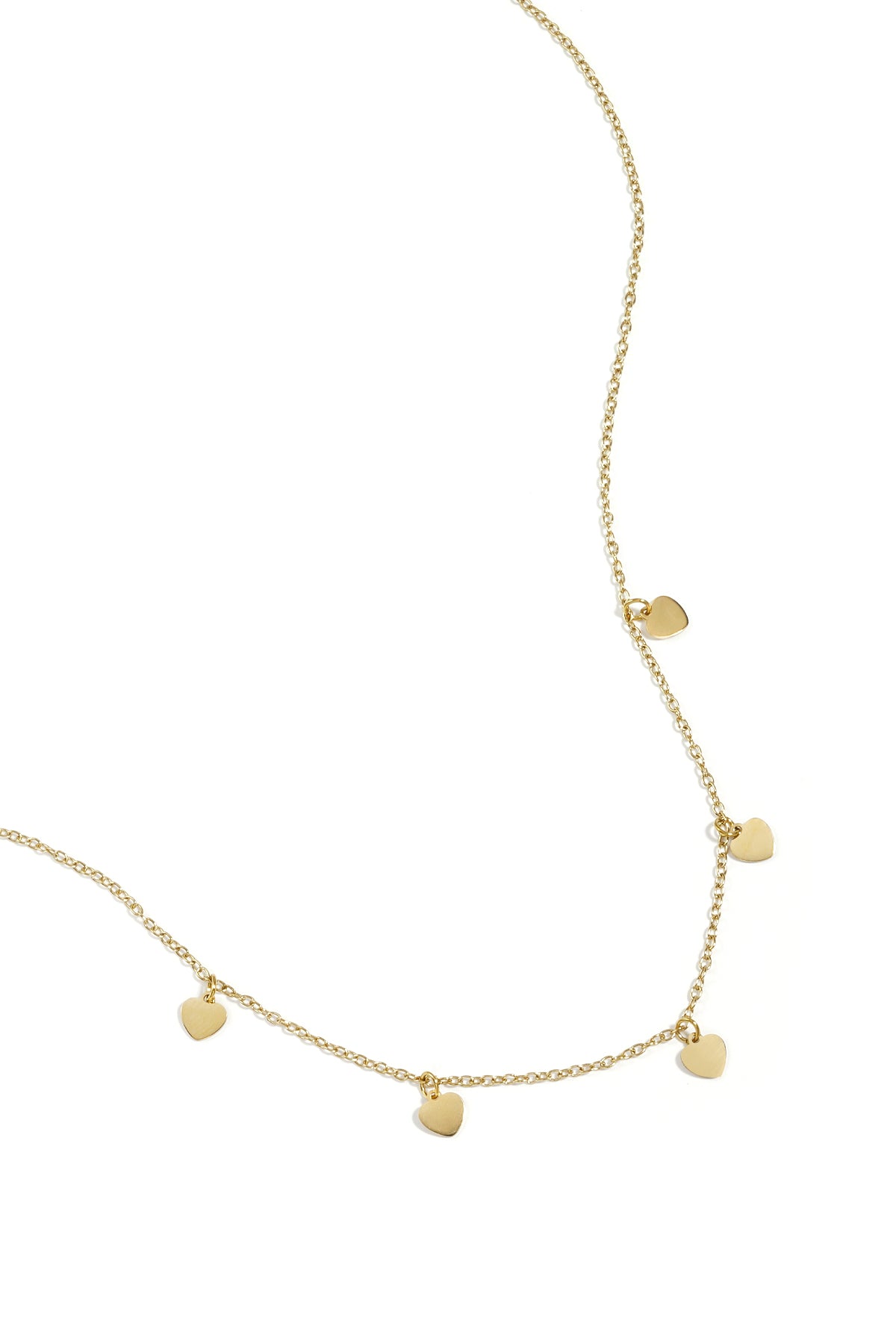 Schlichte Halskette mit Herzanhängern – Goldfarbe  - Goldfarbefarbe