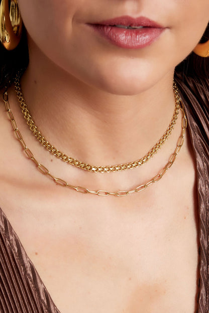 Link chain basic Gold Color Stainless Steel