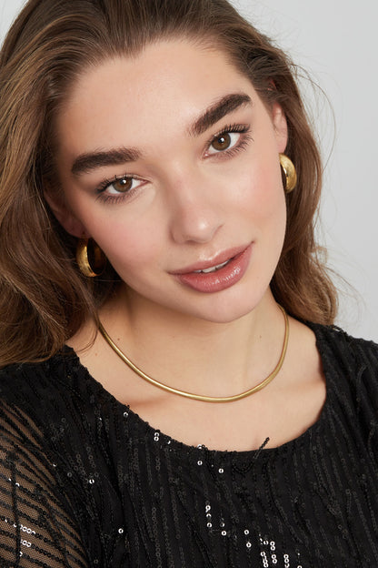 necklace flat with print - Gold color-4.0mm