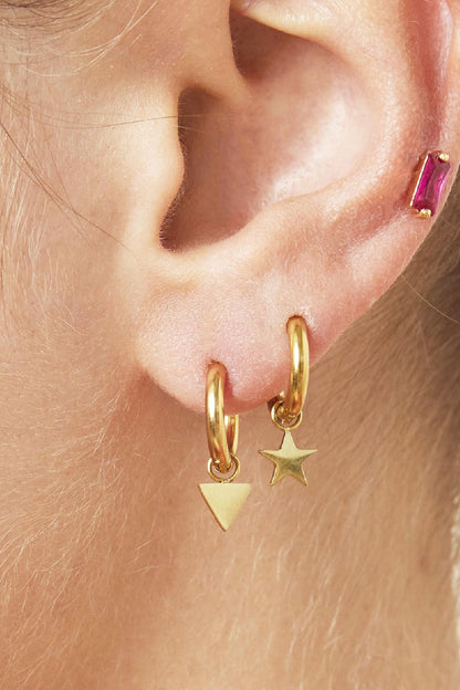 Earrings Star Silver Color Stainless Steel