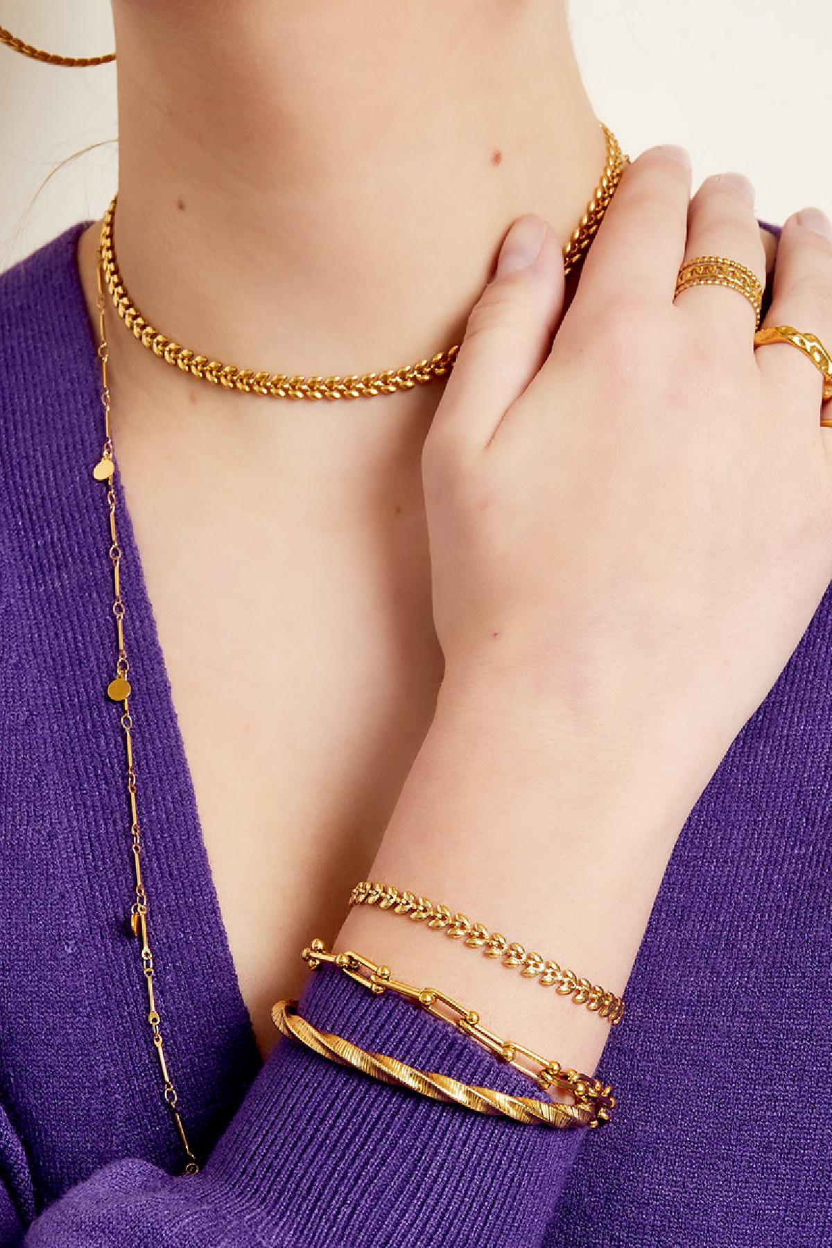 Bracelet leafs Gold Color Stainless Steel