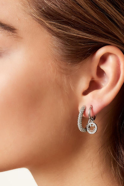 Earrings oval with zirconia Gold Color Stainless Steel