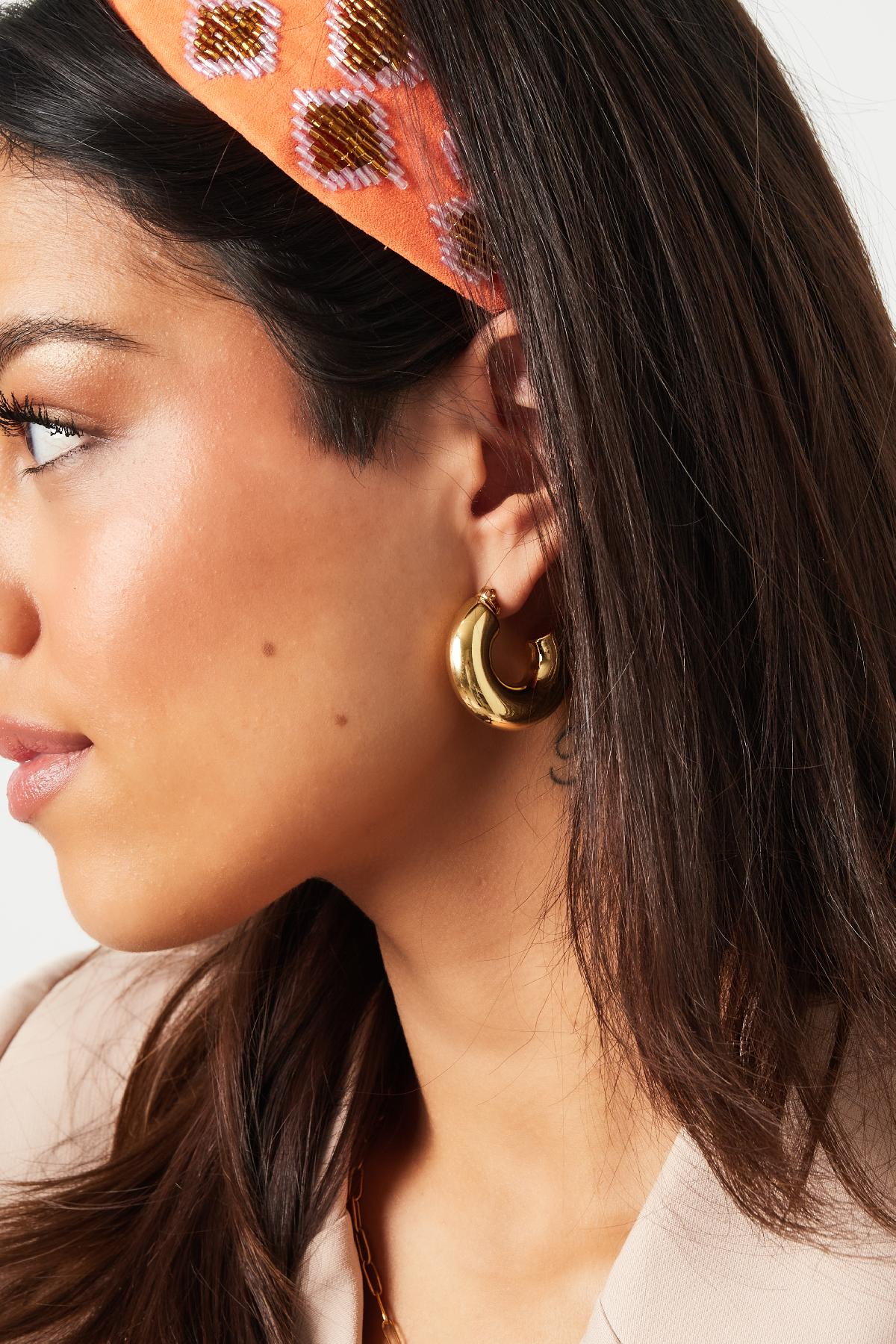 Ear studs half round basic large Gold Color Stainless Steel