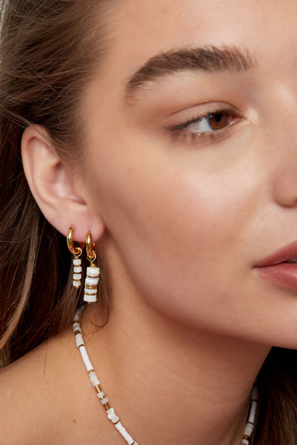 Earrings flat beads - Gold Color Stainless Steel