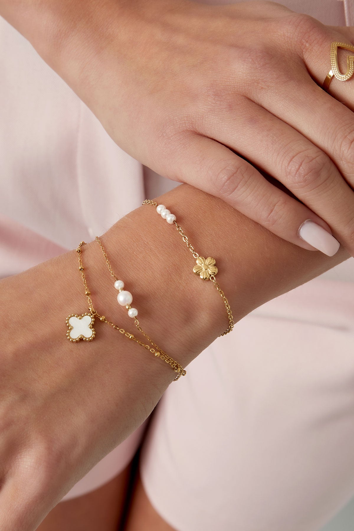 Armband Blume mit Perlen 