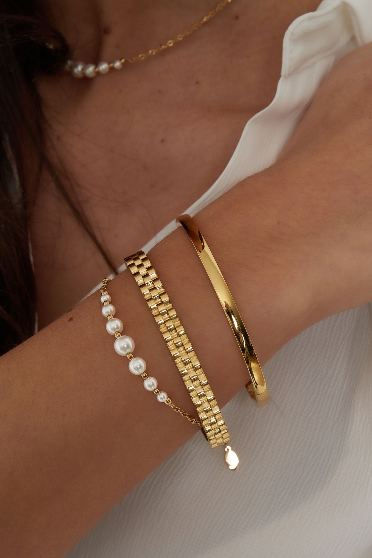 Perlen-Partyarmband – Goldfarbe - Goldfarbefarbe