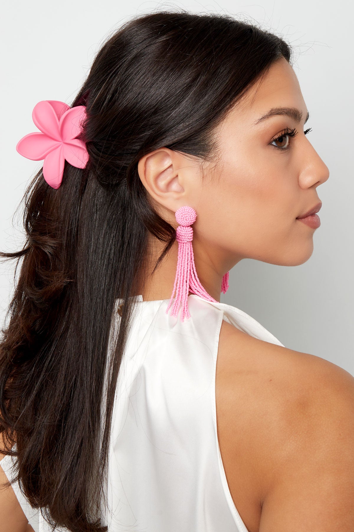 Hair clip flower - cream Plastic