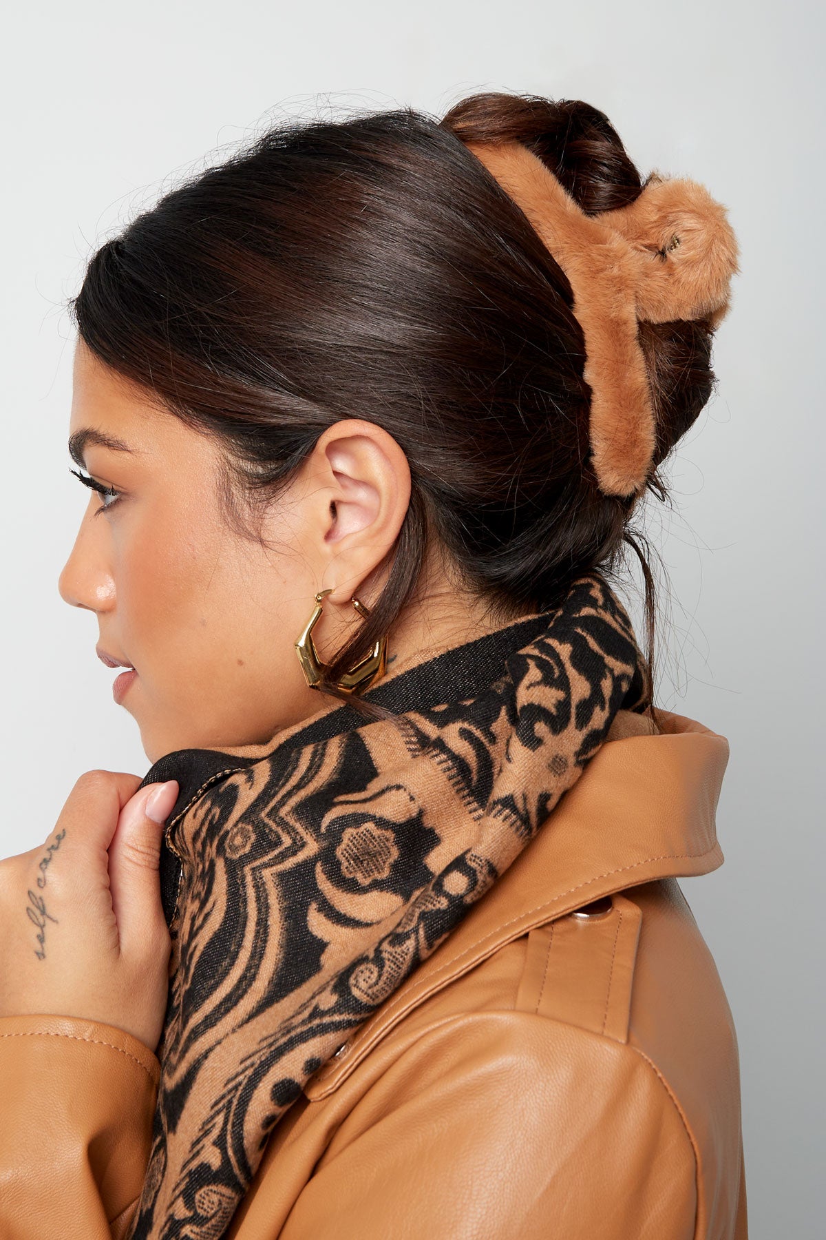 Faux fur hair clip