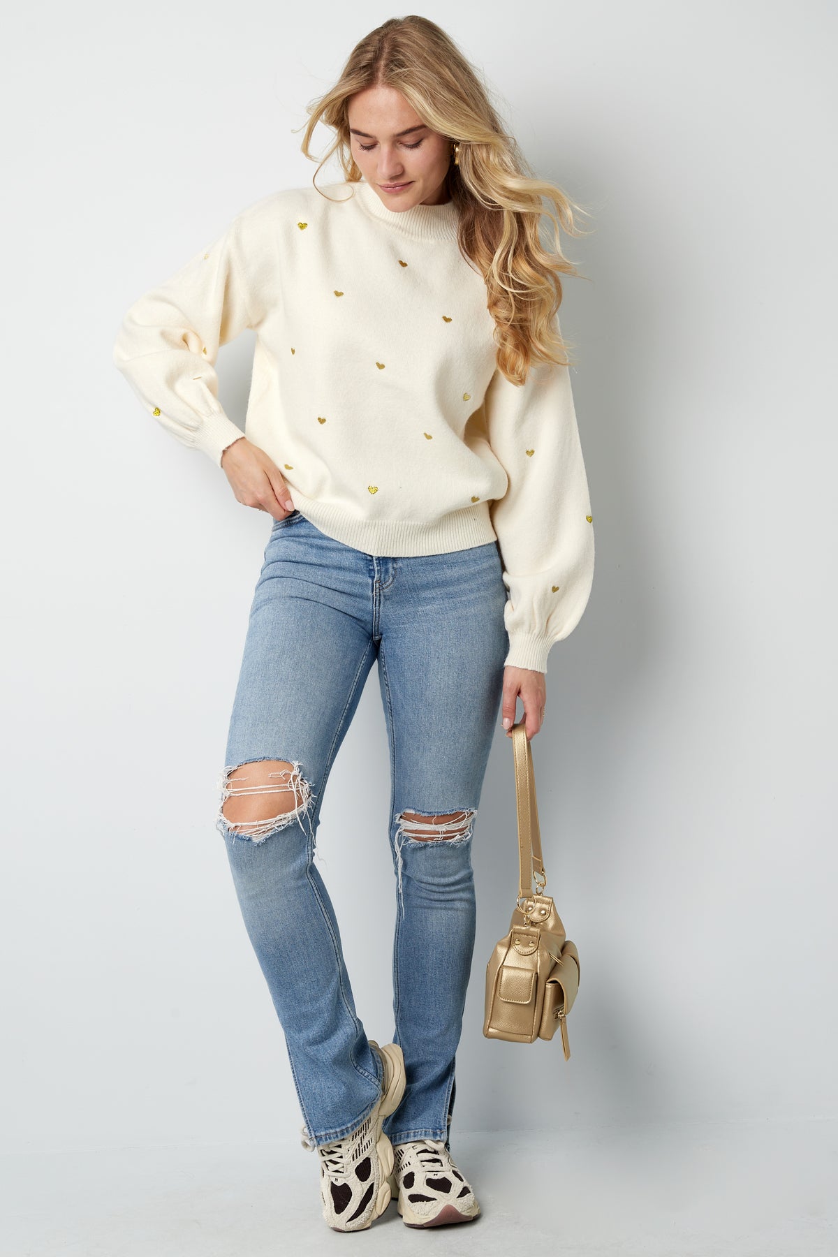 Acrylic Knit Sweater Casual Heart Pattern Fall/Winter