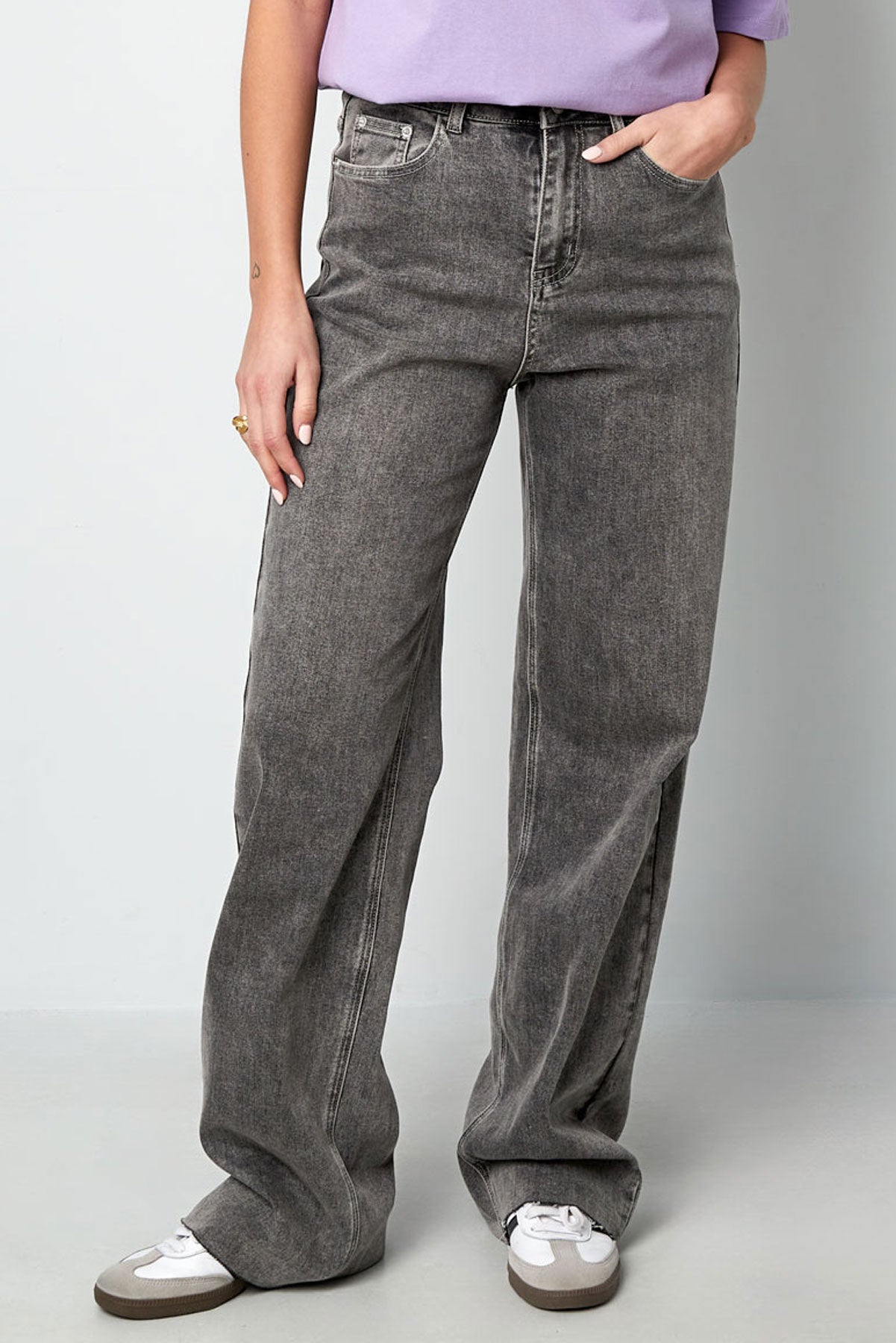 Cotton Woven Women's Straight Leg Pants Casual Solid Color