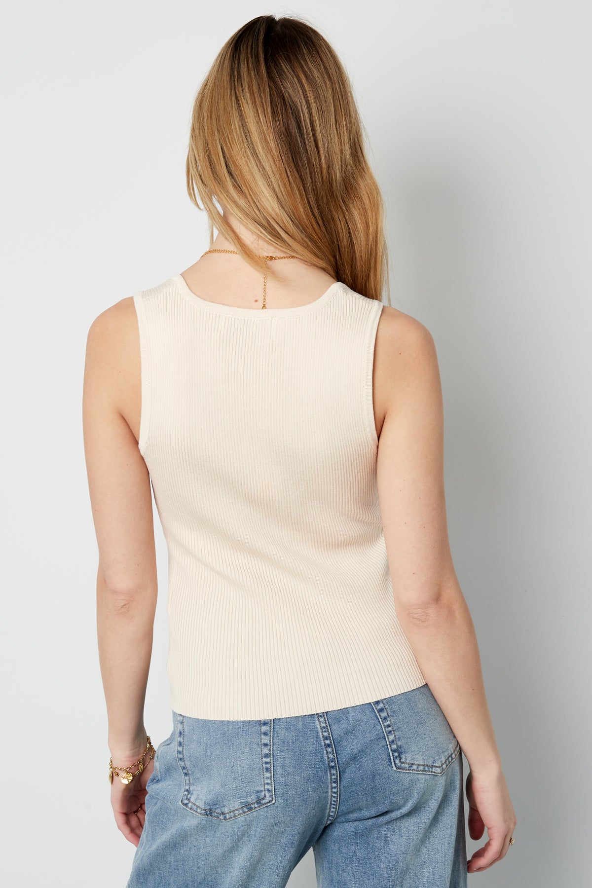Viscose Women's Sleeveless Top Ribbed Knit Button Front