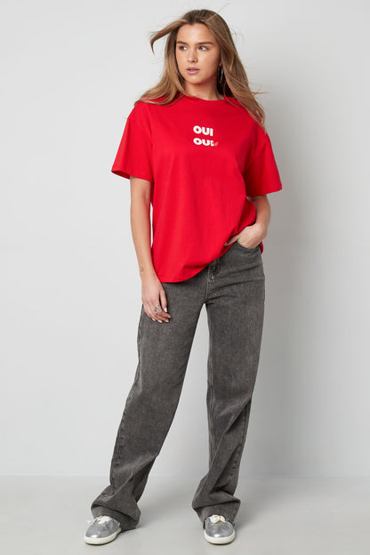 Cotton Women's T-shirt Oversized OUI Print
