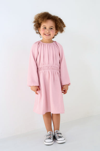 Polyester Women's Mini Dress Pleated Elastic Waist