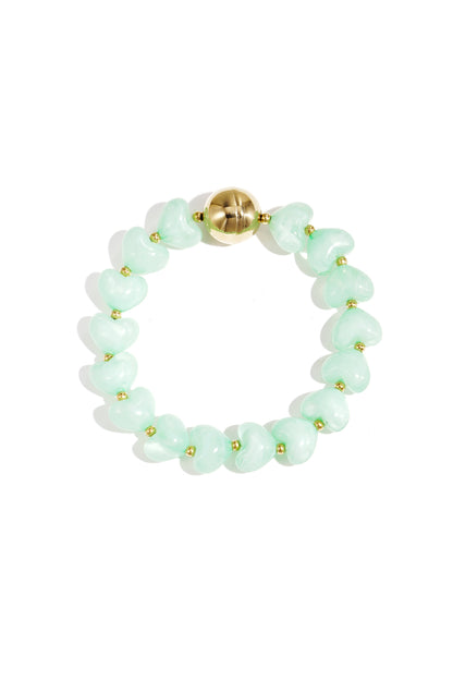 Statement bracelet with heart-shaped beads