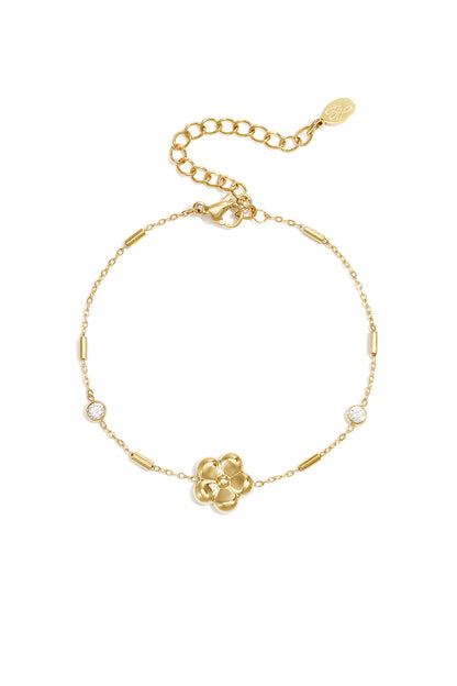Edelstahl-Charm-Armbänder, Blumenmuster, schlichte Alltagsserie, Damenschmuck