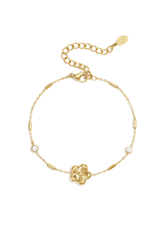 Edelstahl-Charm-Armbänder, Blumenmuster, schlichte Alltagsserie, Damenschmuck