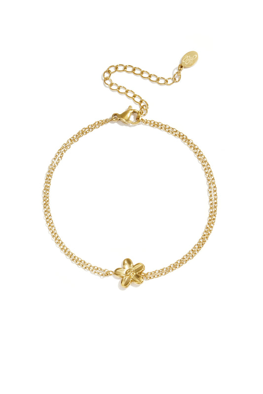 Armband mit doppelter Kette und kleiner Blume