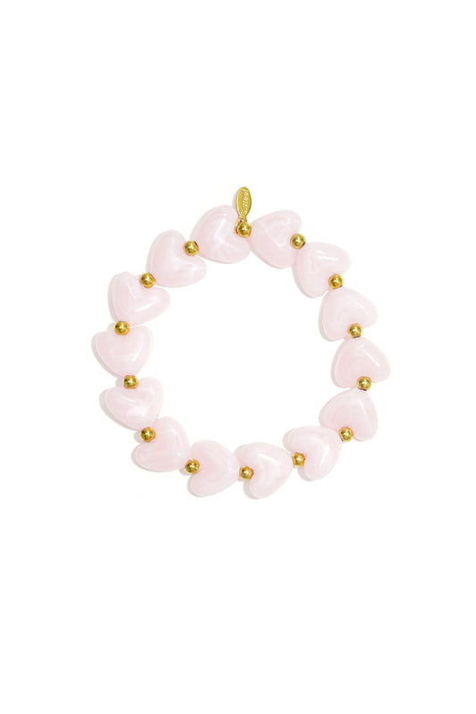 Elastic heart beaded bracelet