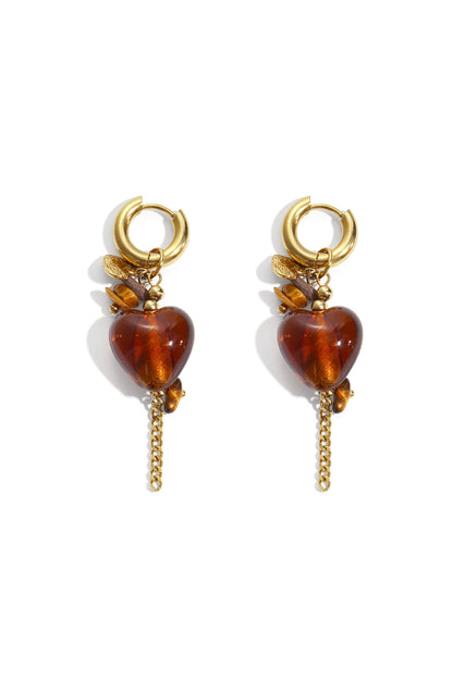 Stainless Steel Drop Earrings Heart Daily Simple Series Women's jewelry