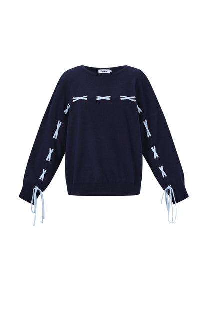 Knitted Viscose Women's Sweater Casual Color Clash