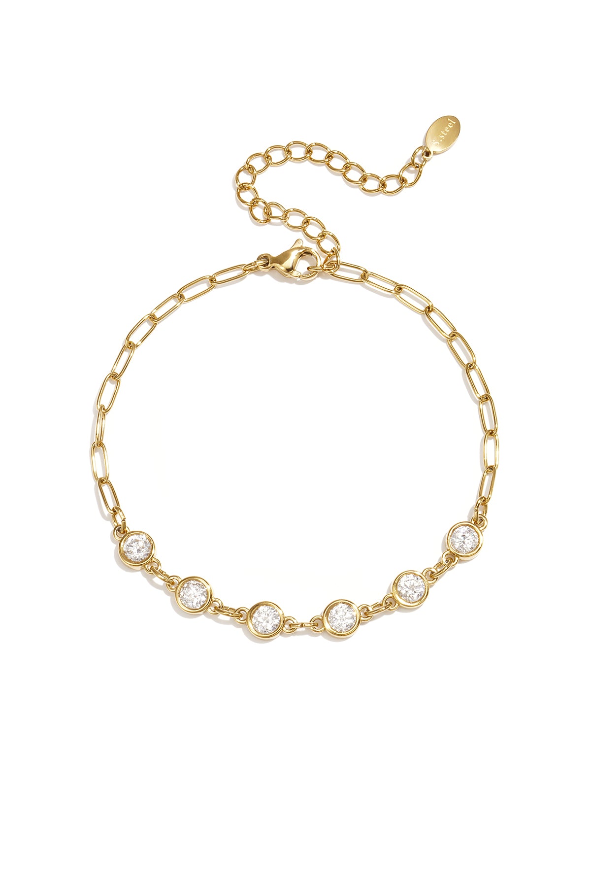 Gliederarmband mit runden Zirkonia-Steinen