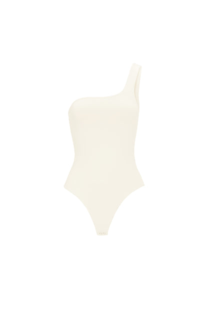 Knitted Nylon Shapewear Bodysuit One-Shoulder Spring/Summer Solid Color