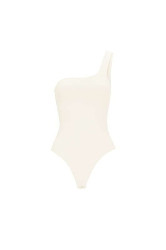 Knitted Nylon Shapewear Bodysuit One-Shoulder Spring/Summer Solid Color