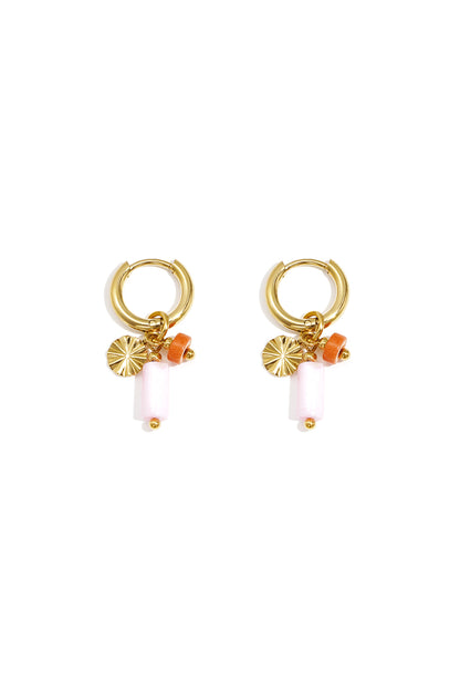Earrings with beads and coin charm