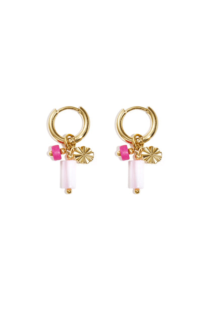 Earrings with beads and coin charm
