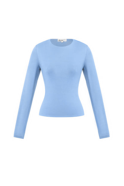 Knitted Nylon Women's Long Sleeve Top Basic Solid Color