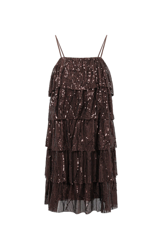 Woven Polyester Fiber Women's Mini Dress Elegant Sequins