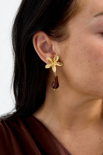 Ohrhänger aus Edelstahl, Blumenmuster, schlichte und lässige Serie, Damenschmuck