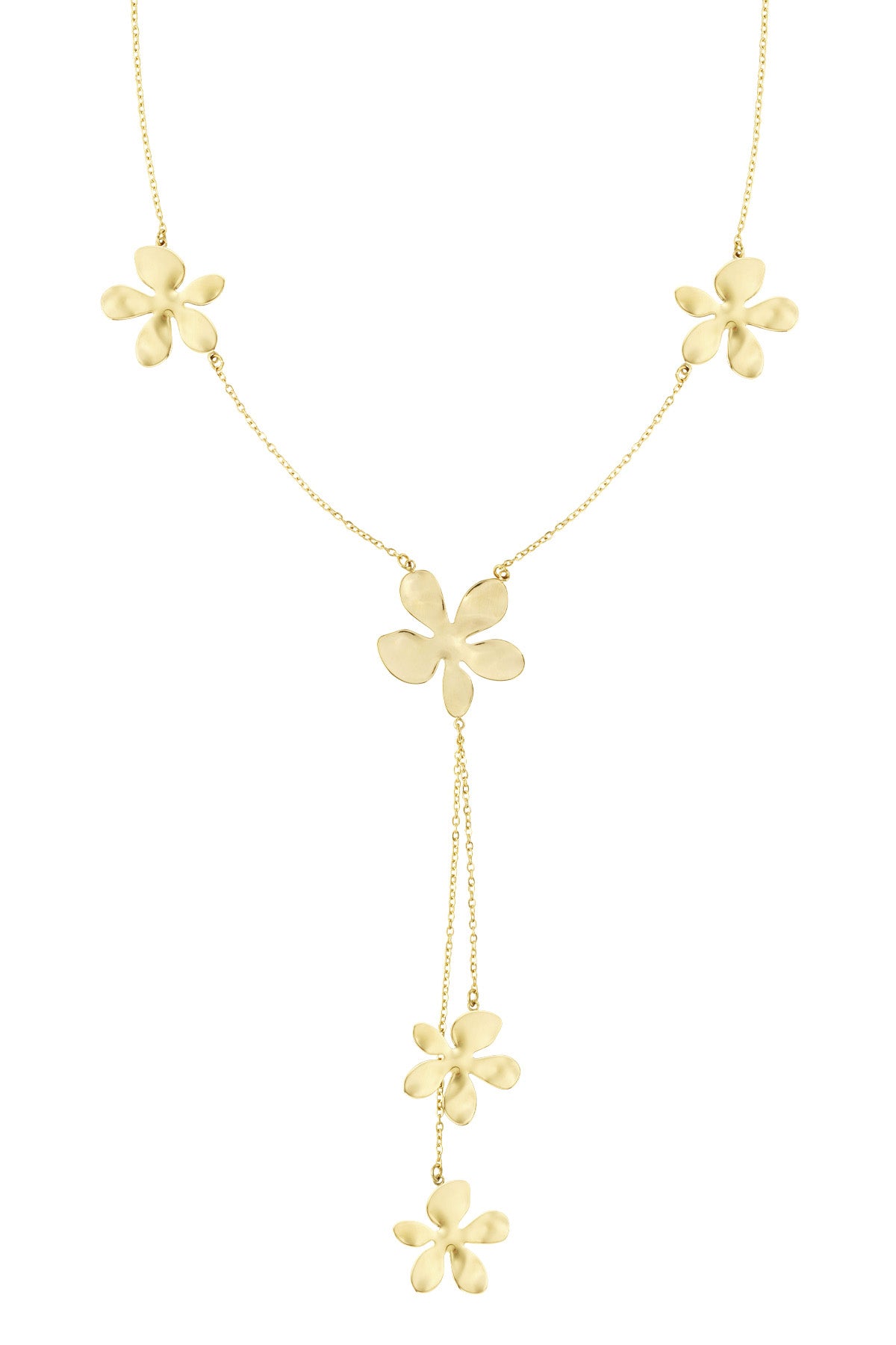 Lange Blumen-Party-Halskette – Goldfarbe  - Goldfarbefarbe