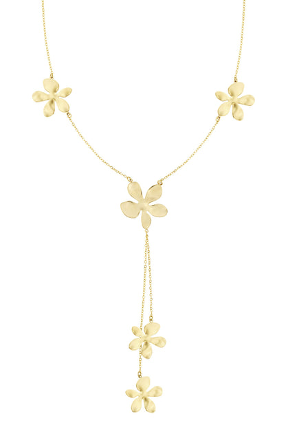 Lange Blumen-Party-Halskette – Goldfarbe  - Goldfarbefarbe