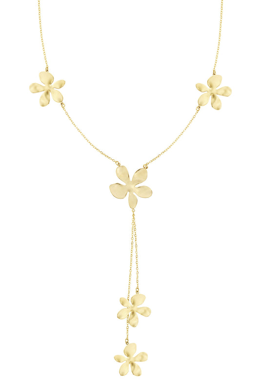 Lange Blumen-Party-Halskette – Goldfarbe  - Goldfarbefarbe