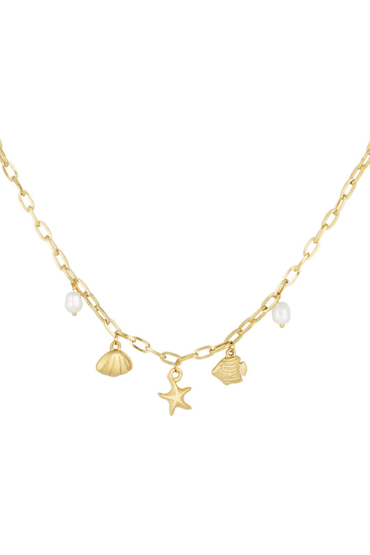 short necklace with beach charms