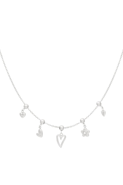 charm necklace flowers and hearts