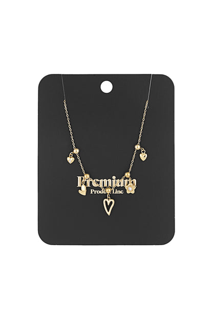 charm necklace flowers and hearts