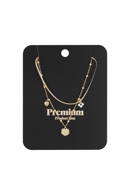 double necklace with heart charm