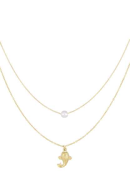 Fish and pearl Necklace