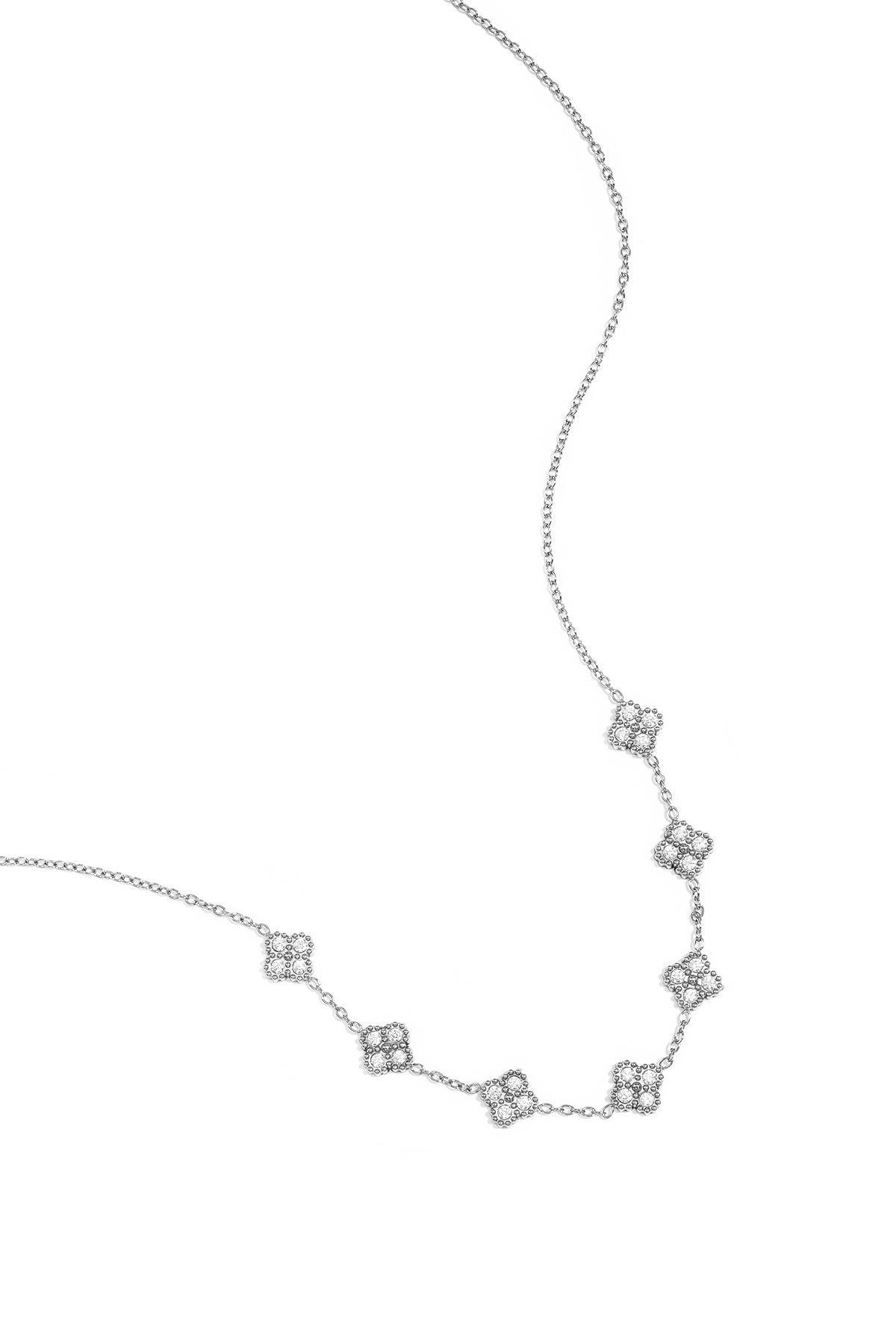 Halskette mit Kleeblättern aus Zirkonia