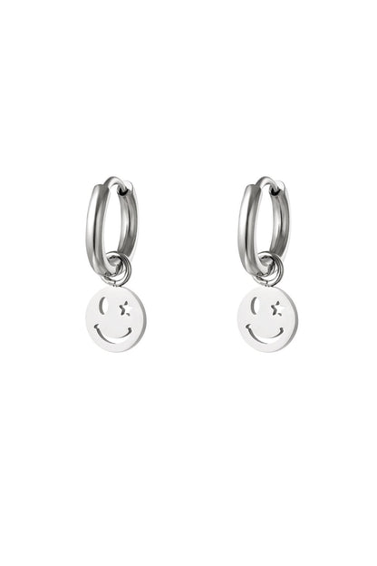 Edelstahl Ohrring Smiley und Stern 