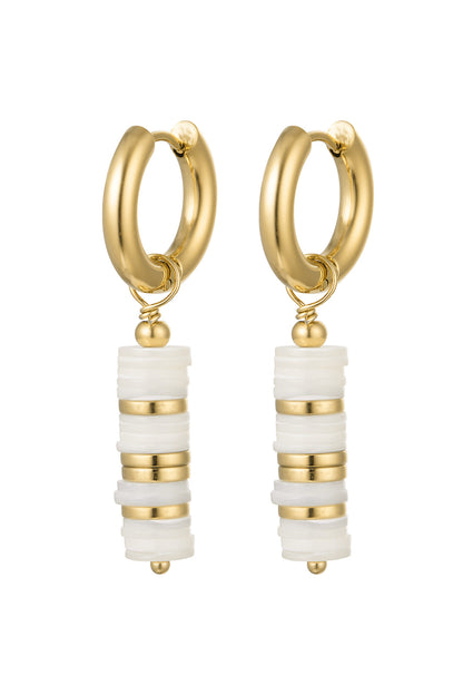 Earrings flat beads - Gold Color Stainless Steel