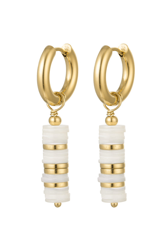 Earrings flat beads - Gold Color Stainless Steel