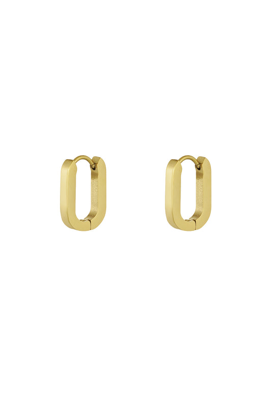 Einfache ovale Ohrringe klein – Goldfarbe  - Goldfarbefarbe