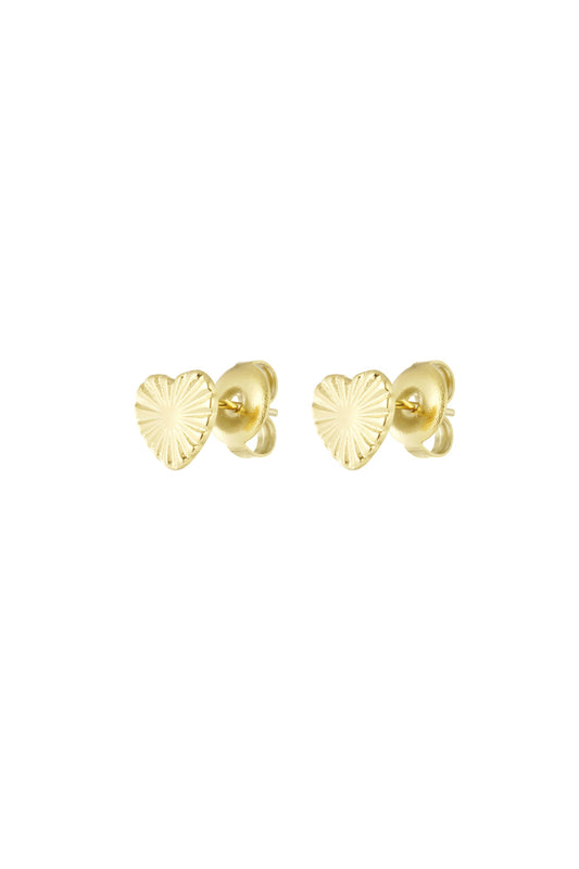 Herzförmige Ohrringe mit Muster – Goldfarbe - Goldfarbefarbe